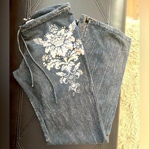 Yvette Mandell Cotton Bling Drawstring Pants. Size S.